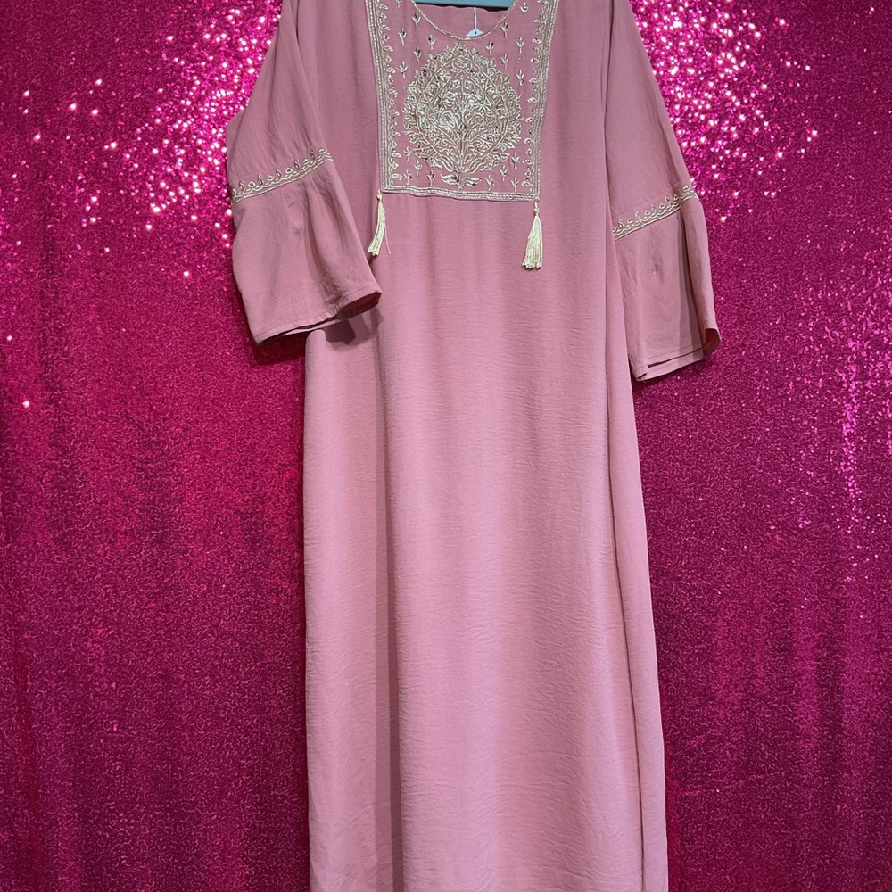 Pink Embroidered Kaftan Dress